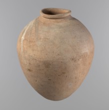 Vessel, Egyptian pottery, ceramic clay vessel of an ovoid, slightly downward-stretched shape,