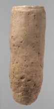 Vessel, Egyptian pottery, hand-made clay vessel, almost cylindrical, widest just below a straight,