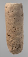 Vessel, Egyptian pottery, handmade clay vessel, almost cylindrical, widest just below the straight