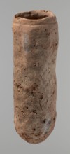 Vessel, Egyptian pottery, handmade clay vessel, almost cylindrical, widest just below a straight,