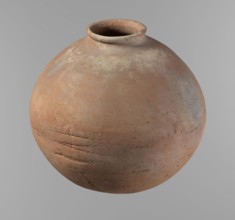 Vessel, Egyptian pottery, ceramic clay vessel. A nearly spherical vessel slightly stretched