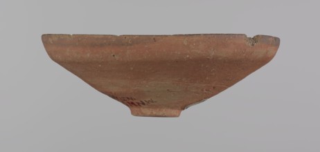Bowl, Painted pottery, clay bowl with conical shape and ring-shaped foot. Straight rim slightly