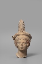 Head of a Dionysus figurine; maker, Tarentine workshop; Dionysus mythology, wreaths; Greek deity;