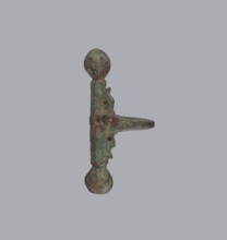 Onion-shaped fibula, Italy. A fibula with a hinged structure featuring an arched ring formed from a
