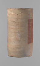 Canopic urn, Clay canopic urn with a cylindrical shape and a flat bottom and a flat, straight rim.