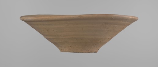 Bowl, Bowl with a conical shape and a flat bottom, slightly asymmetrical. Straight, flaring rim.