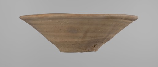 Bowl, Bowl with a conical shape and a flat bottom, slightly asymmetrical. Straight, flaring rim.