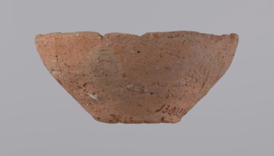 Bowl, probably votive, with a conical shape and a flat bottom. Straight rim, slightly curled