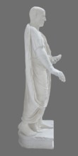 Roman statue, unknown Roman workshop. Figure of a striding man dressed in a tunic and toga. The