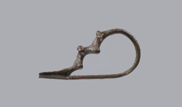 Fibula a Drago, One-piece bronze fibula with an arched ring of circular cross-section bearing four