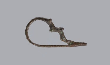 Fibula a Drago, One-piece bronze fibula, with an arched ring of circular cross-section bearing 4