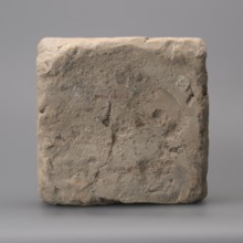Hypocaust brick with stamp impression, square. From a hypocaust post. Negative stamp, 2nd half of