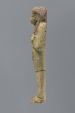 Ushabti ?-en-Khonsu, Mummy-shaped figurine shabti, funerary gift, hoes; arms crossed on the chest,