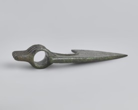Battle axe, unknown Luristan workshop. Battle axe with a low cylindrical socket with a round hole,