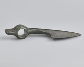 Battle axe, unknown Luristan workshop. Battle axe with a low cylindrical socket with a round hole,