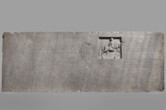 Family tombstone with epitaph, unknown workshop, Greek inscriptions, restitution Braniewo ; Lyc