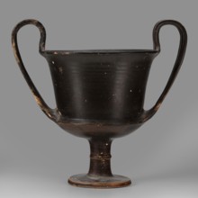 Kantharos, unknown Boeotian workshop. Physical description: Thin-walled kantharos with straight,