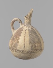 Jug, unknown Cypriot workshop. White painted ware jug with a spherical bottom, a bulging
