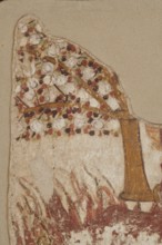 Wall painting. Tree and human figure in flames, Nubian workshop, wall paintings, tree iconographic,