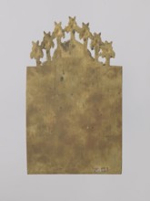 Icon: Holy Fathers of the Church; Old Believers workshop. Metal icon showing Saints Gregory the