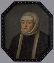 Bona Sforza d'Aragona 1494–1557, c. 1643, unknown artist. Portrait, oil on panel, height 61.5 cm,