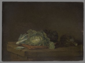 Still Life with Cabbage, Kalf, Willem 1619–1693, mid-17th century, Netherlands; painting; height 13
