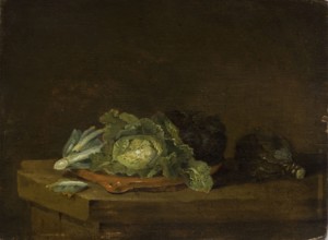 Still Life with Cabbage, Willem Kalf 1619–1693, mid-17th century, Netherlands; painting;
