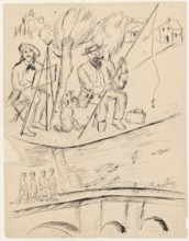 Un dimanche a la campagne... - drawing attached to a letter to Maria Mickiewiczówna; Makowski