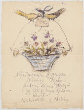 A letter with New Year's wishes for Maria Mickiewiczówna and her parents, with a drawing of a