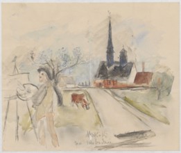 Letter to Maria Mickiewiczówna with the drawing Makoki na swobodzie self-portrait of the artist