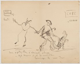 Heart in one direction and duty in the other self-portrait of the artist with the dog Malina and a