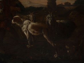 Shepherd's Scene with a Laden Donkey, Roos, Philipp Peter 1657–1706 painter. General tones of brown