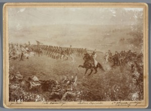 Painting the Raclawice Panorama: fragment of a canvas depicting the Ozarowski regiment and Tadeusz