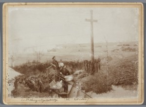 Painting the Raclawice Panorama: Tadeusz Popiel and Ludwig Boller standing with palettes on a