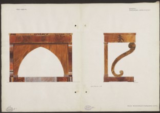 Mahogany console from the furnishings of the Belweder Palace in 1915 — front and side views in a