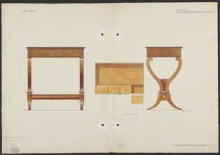 Cookable ash wood, stained dark walnut, dressing table from the furnishings of the Belweder Palace,