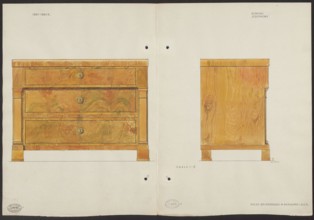 Ash wood chest of drawers from the furnishings of the Belweder Palace in 1915 — front and side