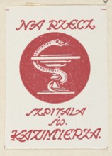 Depiction of the chalice of Hygieia with the inscription: FOR THE SUPPORT OF ST. CASIMIER'S