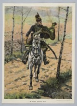 Watercolor reproduction: Wojciech Kossak 1856-1942, Polnischer Husar Hussar; painting, Polish