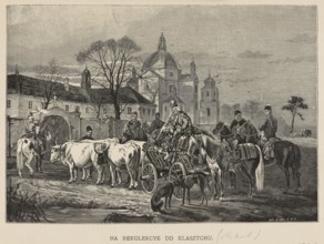 Reproduction of a painting: Józef Brodowski 1828–1900, On a retreat to the monastery; painted 1900.