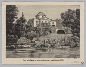 The Królikarnia Palace from the garden side, burned down on August 14, 1879; woodcut illustration