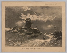 Winter night; woodcut illustration after a painting by Feliks Brzozowski 1836–1892, 1885. Depicts