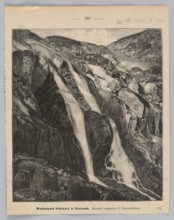 Siklawy Waterfall in the Tatra Mountains; woodcut illustration after a painting by Feliks
