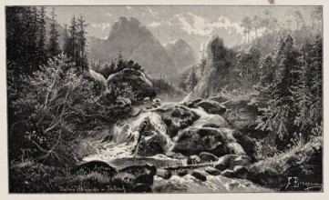 Reproduction of an engraving: Feliks Brzozowski 1836–1892, Strazyska Valley in the Tatra Mountains;