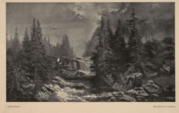 Reproduction of a painting: Feliks Brzozowski 1836–1892, Waterfall in the Tatra Mountains;