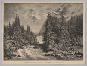 Kolbach Waterfall in the Tatra Mountains; 1879; woodcut/graphic illustration after Feliks
