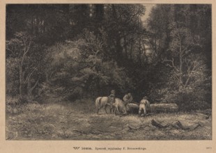 In the forest; 1885. Drawing by Feliks Brzozowski 1836–1892; reproduced by Angerer & Göschl. Press