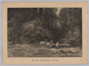 In the forest; 1885. Illustration by Feliks Brzozowski 1836–1892, reproduction by Angerer & Göschl.