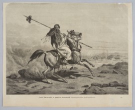 Emir Rzewuski in the Arabian desert — painting/graphic after a sketch by Juliusz Kossak; 1874.