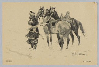 Watercolor reproduction: Wojciech Kossak 1856–1942, Rustan; painting, Polish painting,
